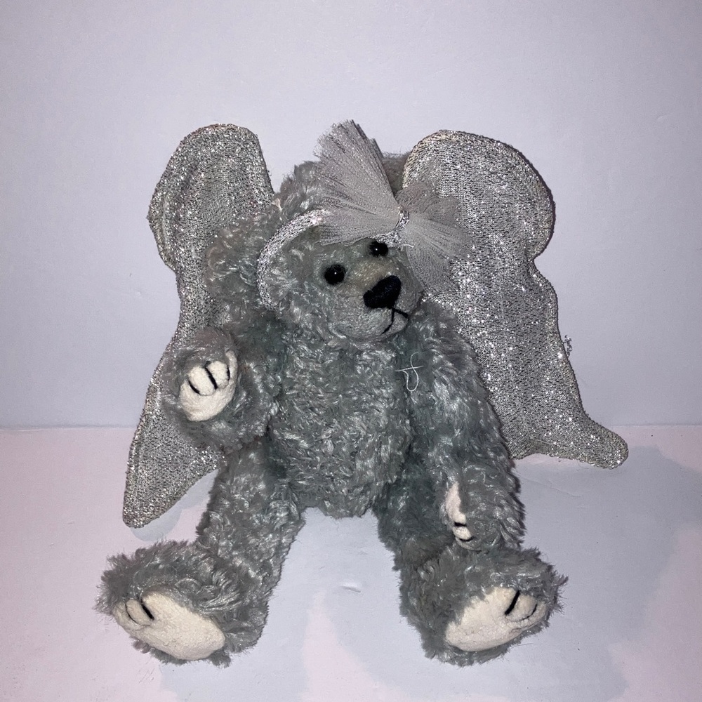 1993 Ty Gray Angel Bear Plush‎ 9”